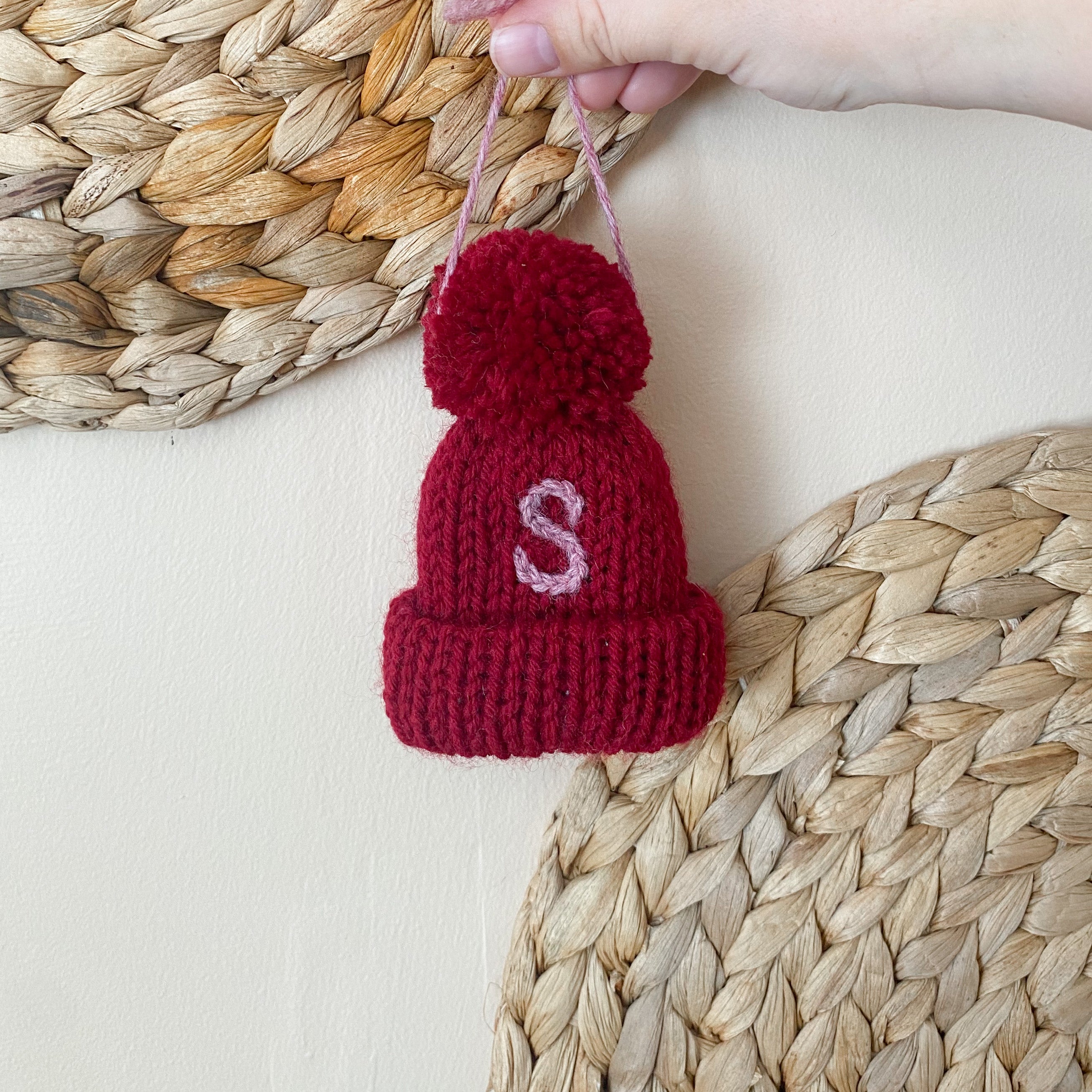 Teeny Beanie Ornament with Letter