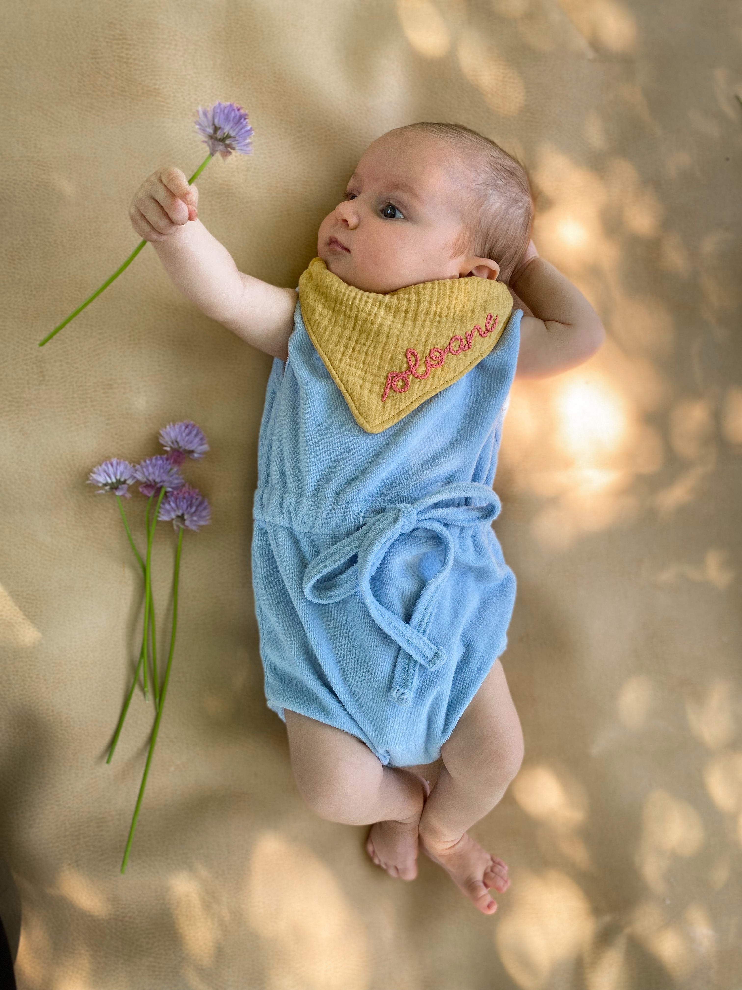 Hand Embroidered Muslin Bib