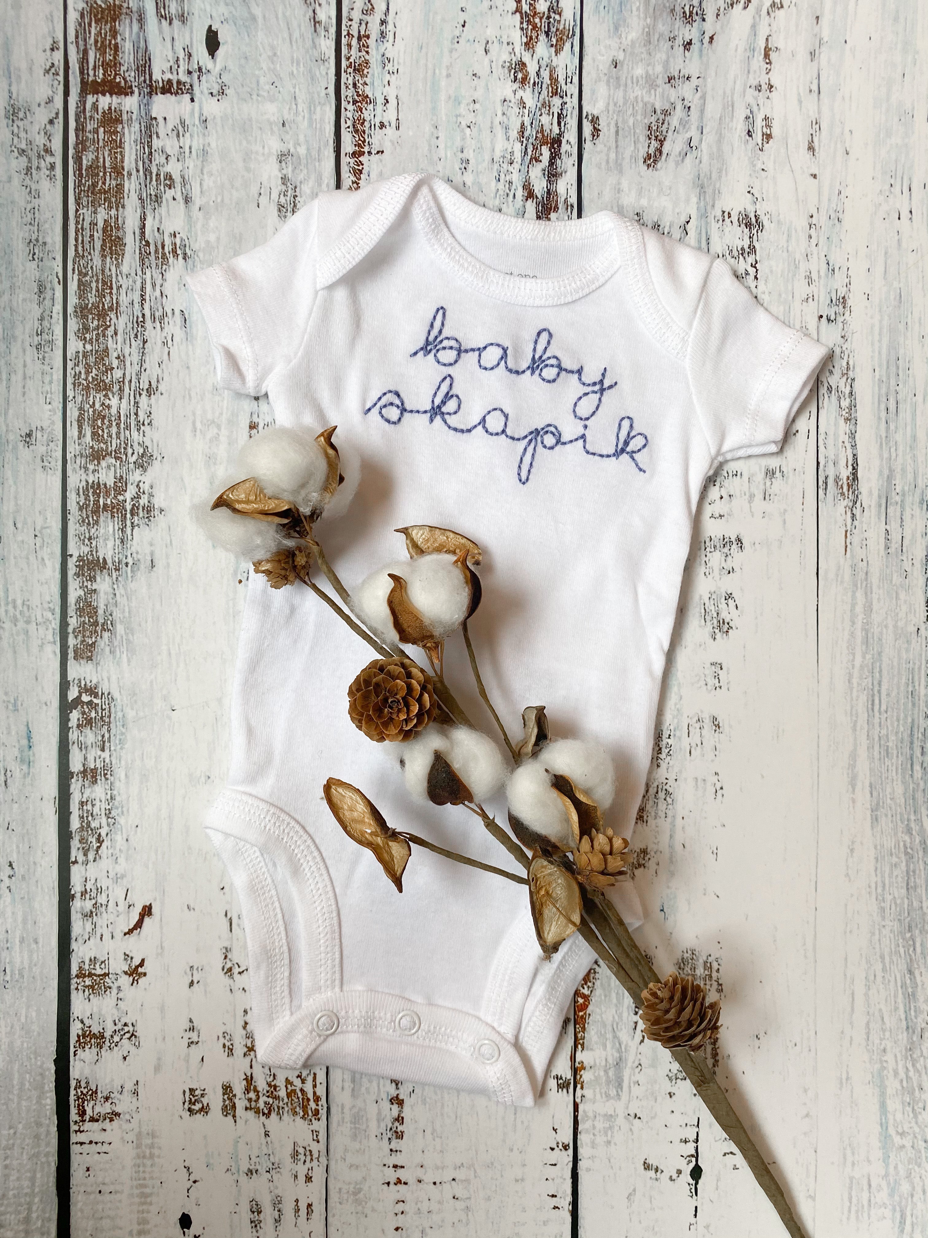 Custom Hand Embroidered Floral Letter Onesie® or T-shirt