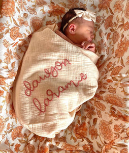 Hand Embroidered Swaddle