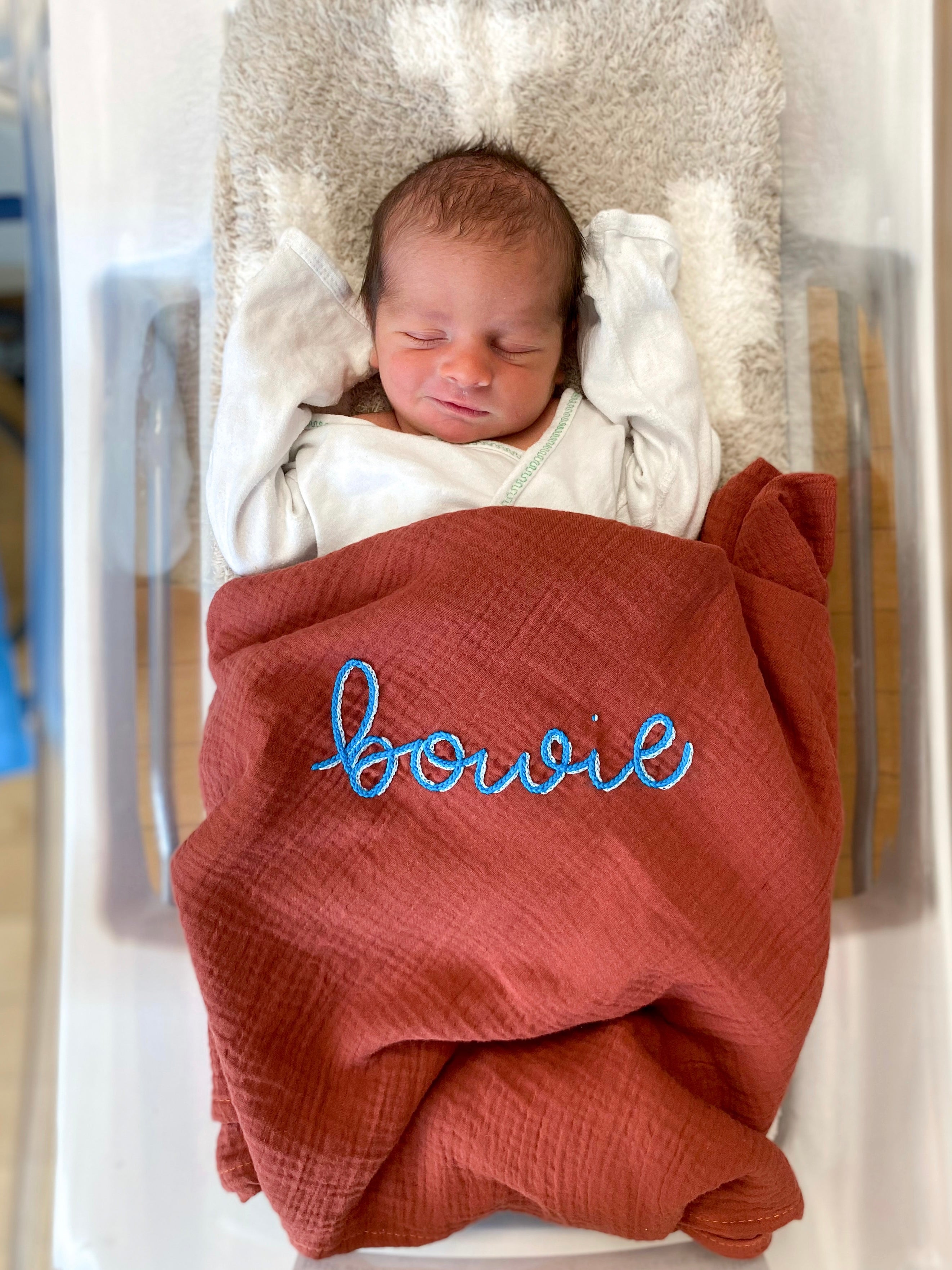 Embroidered swaddle sales